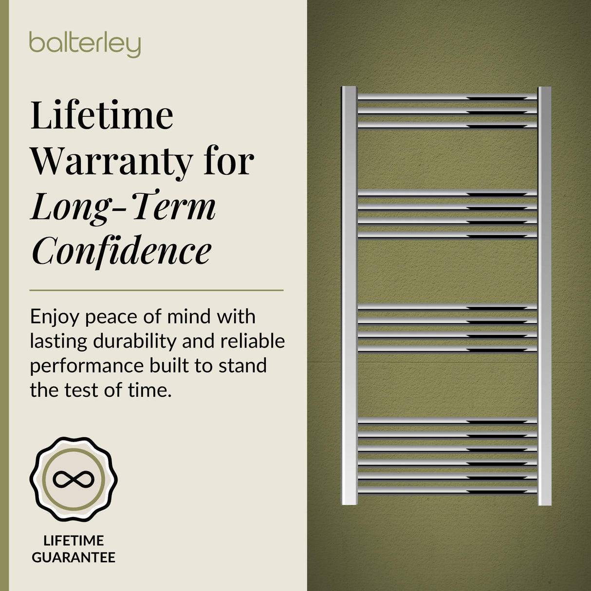 Straight Heated Heated Towel Rail Radiator, W: 600mm - Choice of Height and Finish
