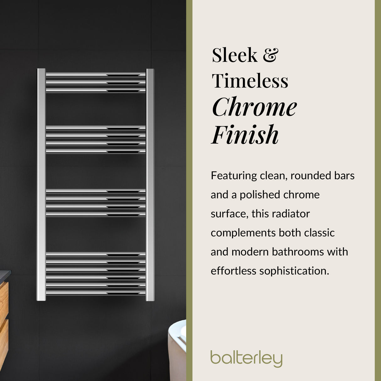 Straight Heated Heated Towel Rail Radiator, W: 600mm - Choice of Height and Finish