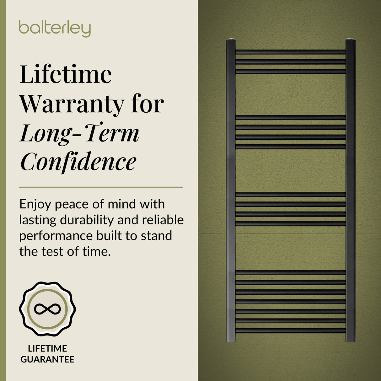 Straight Heated Heated Towel Rail Radiator, W: 600mm - Choice of Height and Finish