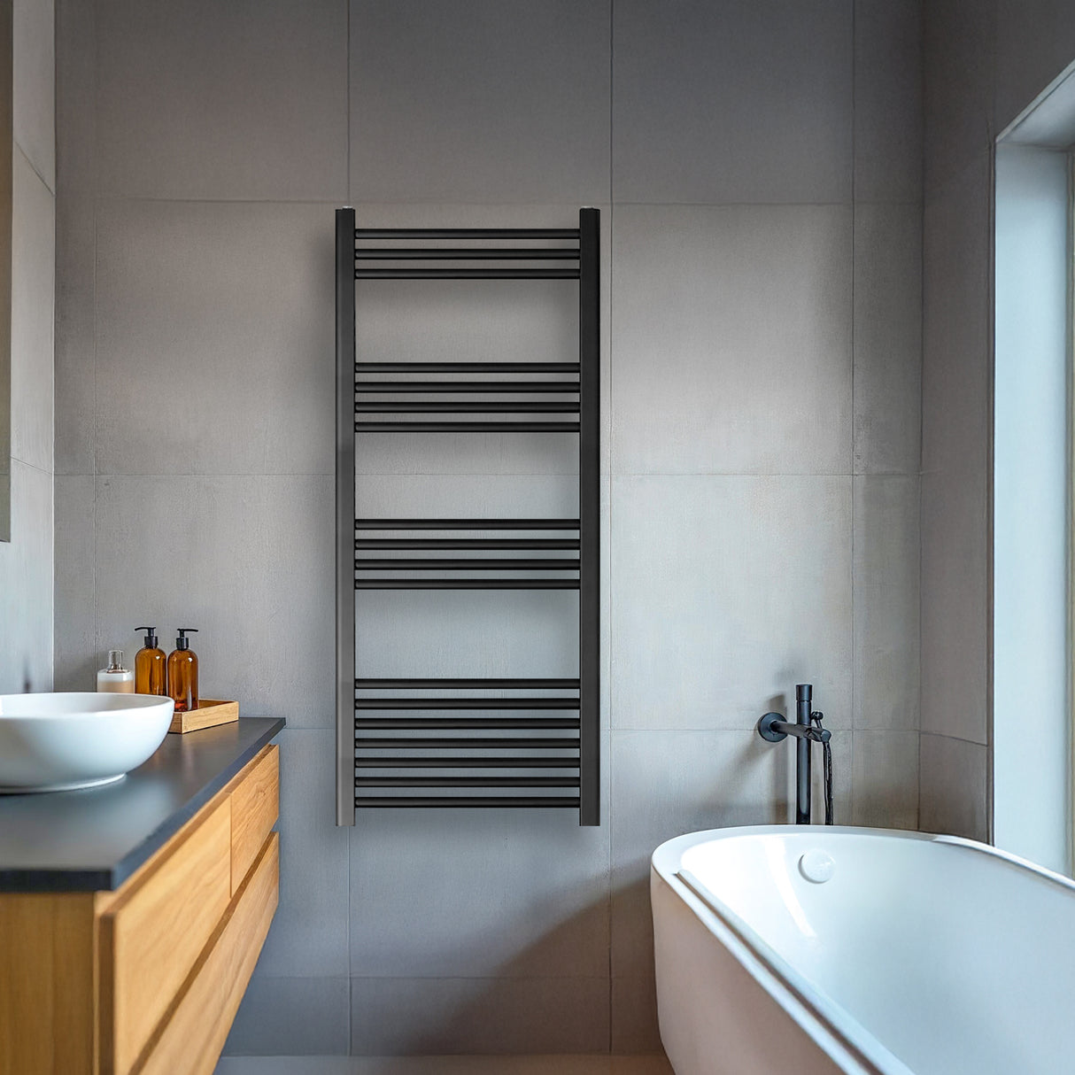 Straight Heated Heated Towel Rail Radiator, W: 600mm - Choice of Height and Finish