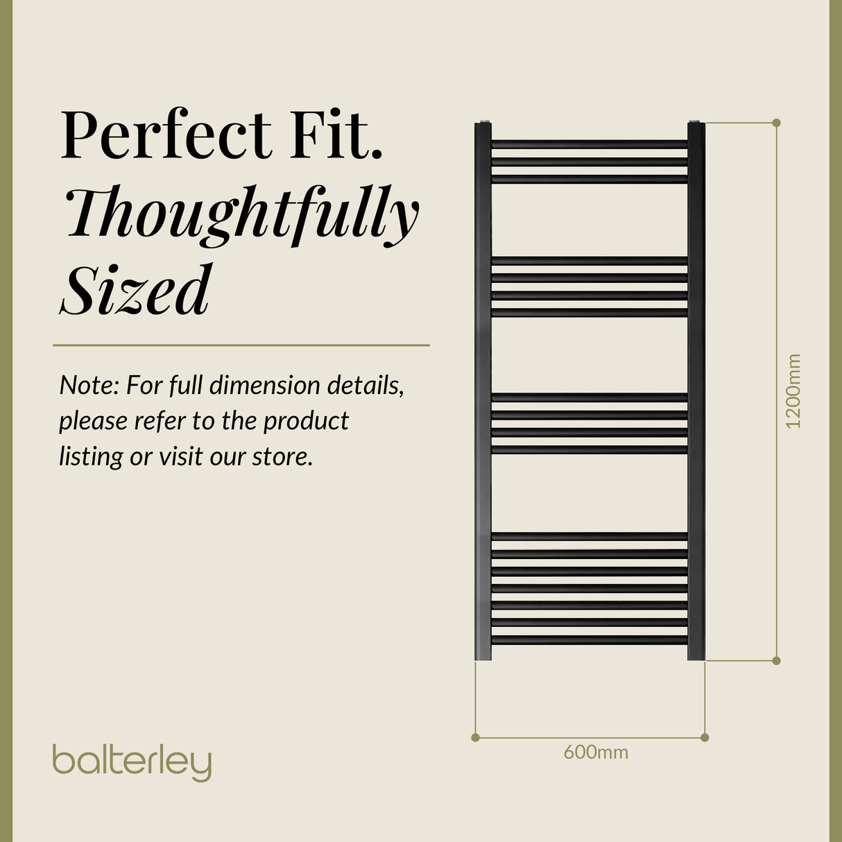 Straight Heated Heated Towel Rail Radiator, W: 600mm - Choice of Height and Finish