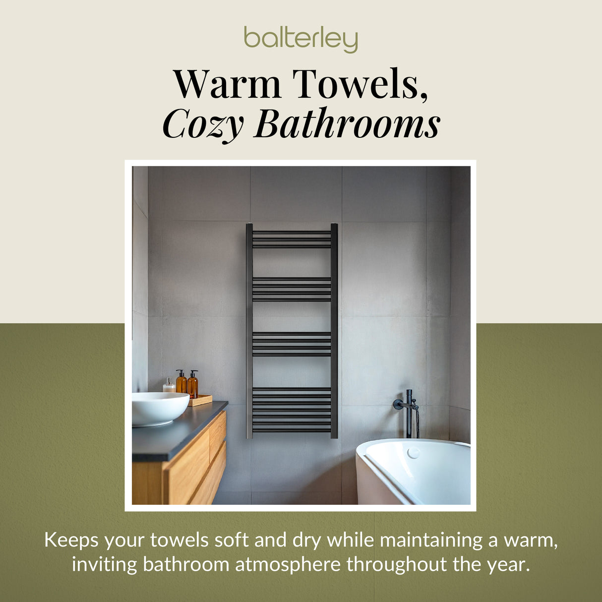 Straight Heated Heated Towel Rail Radiator, W: 600mm - Choice of Height and Finish