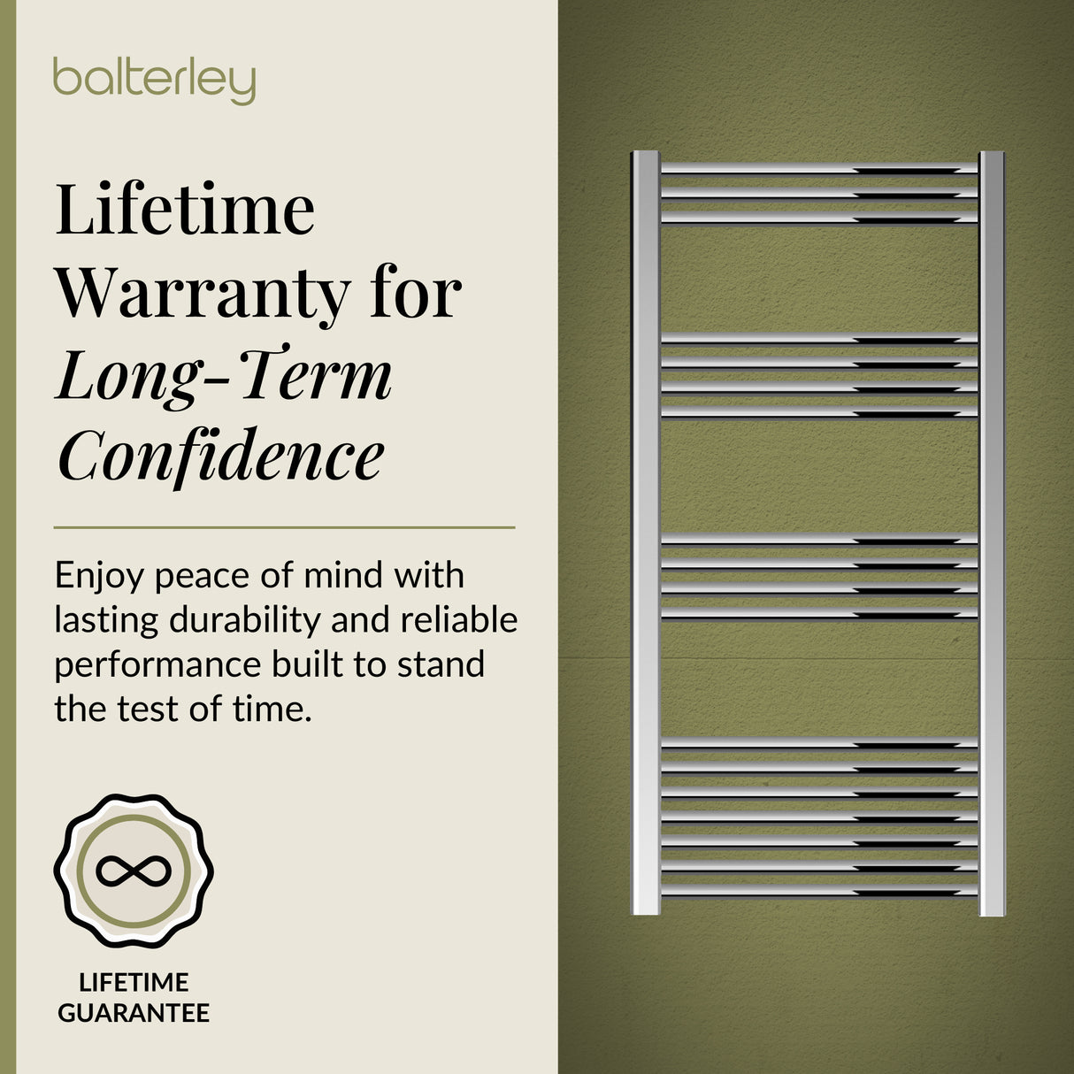 Straight Heated Heated Towel Rail Radiator, W: 600mm - Choice of Height and Finish