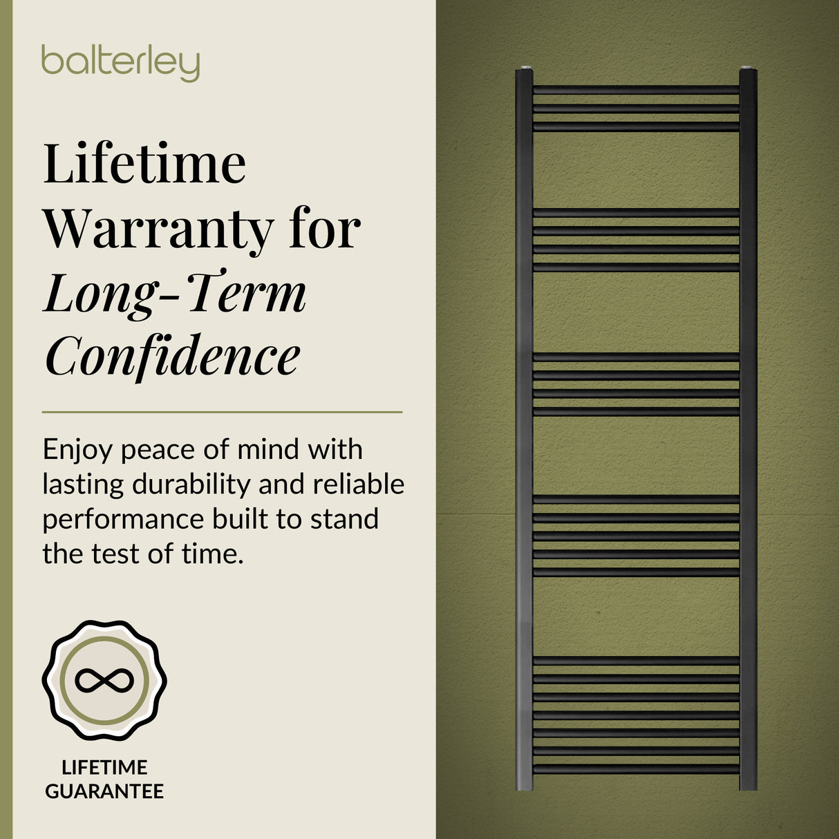 Straight Heated Heated Towel Rail Radiator, W: 600mm - Choice of Height and Finish