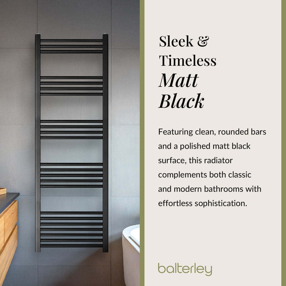 Straight Heated Heated Towel Rail Radiator, W: 600mm - Choice of Height and Finish