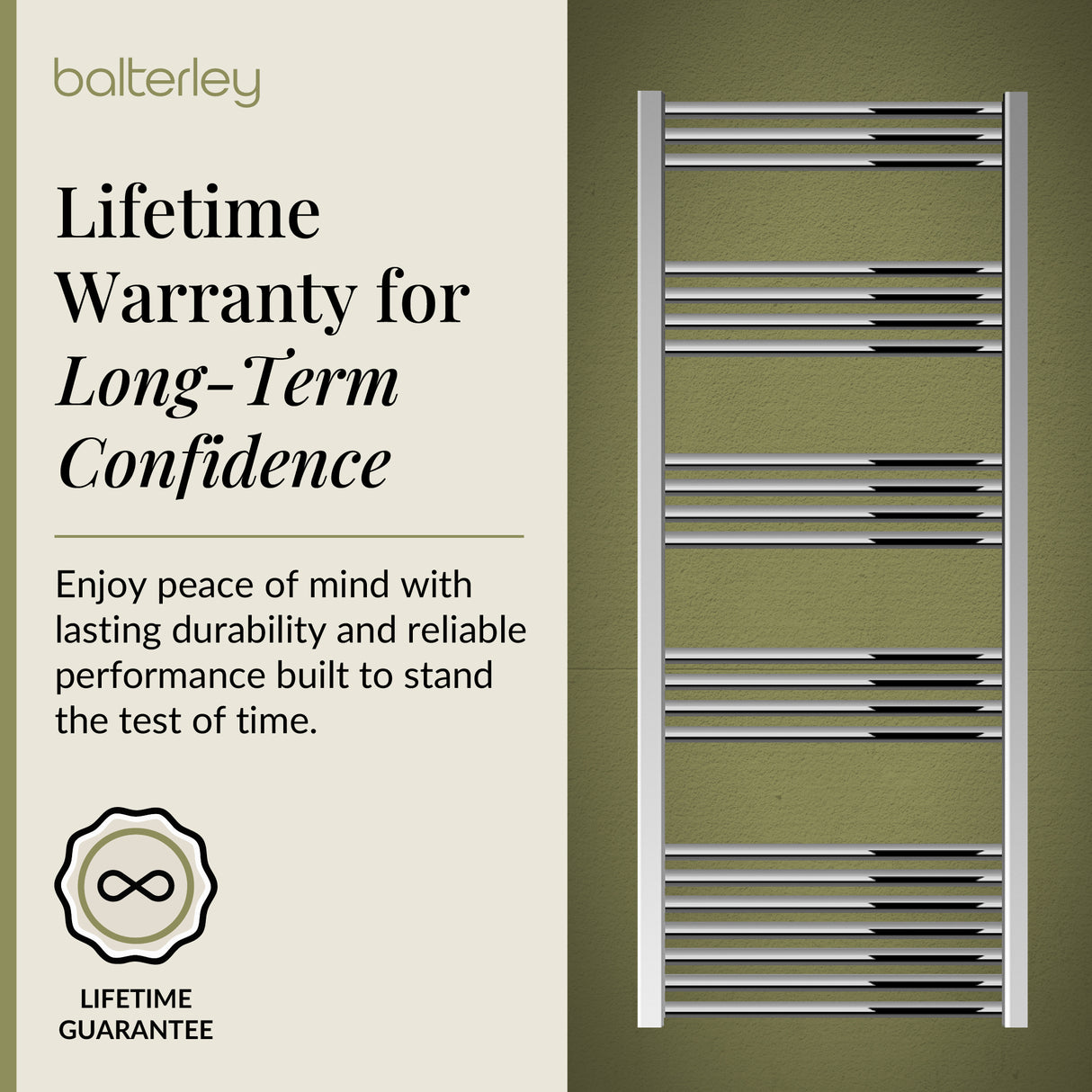 Straight Heated Heated Towel Rail Radiator, W: 600mm - Choice of Height and Finish