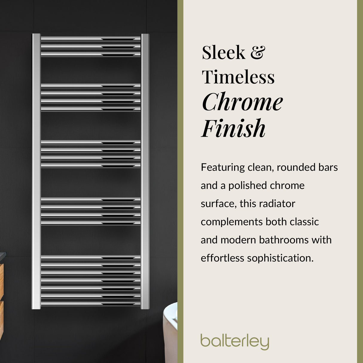 Straight Heated Heated Towel Rail Radiator, W: 600mm - Choice of Height and Finish