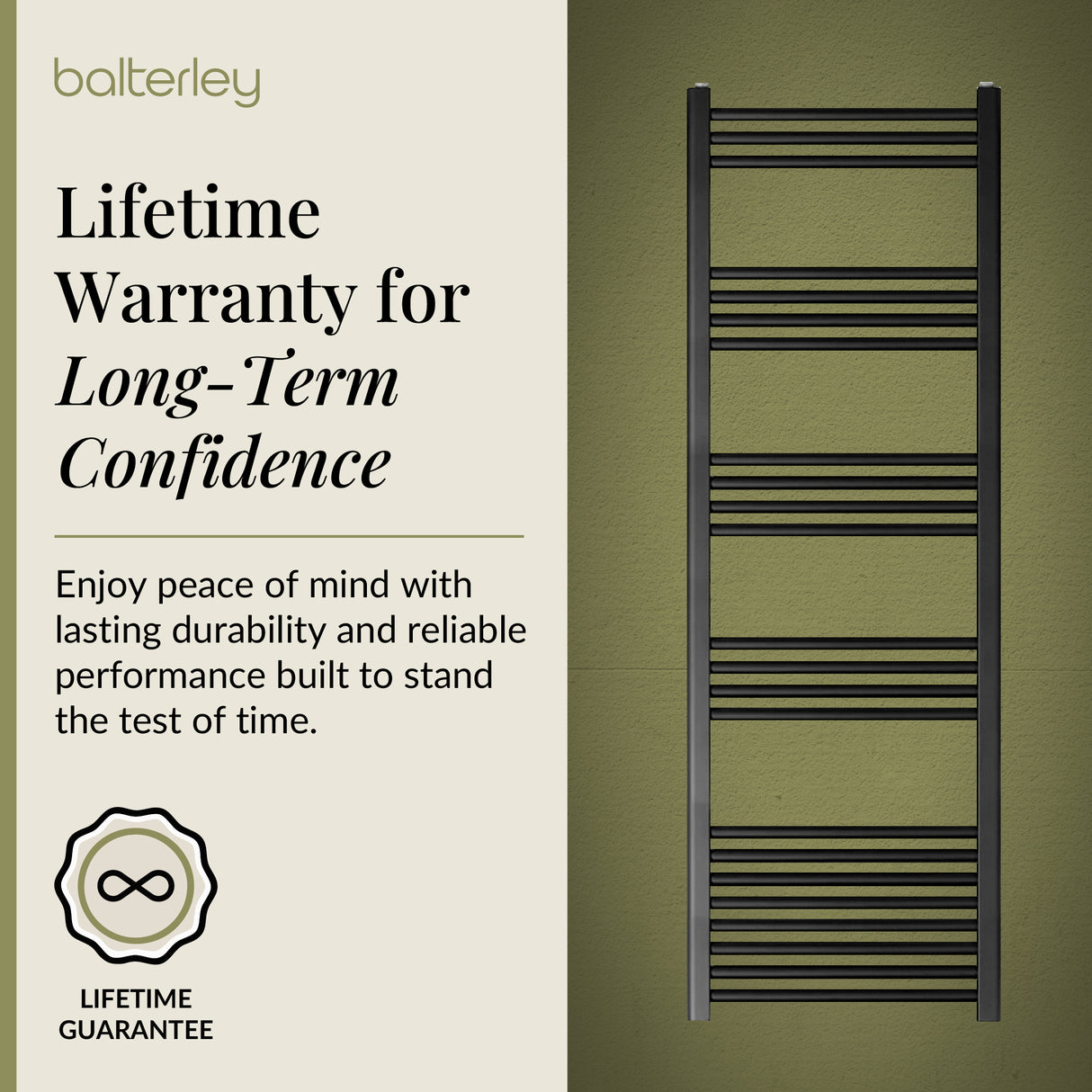 Straight Heated Heated Towel Rail Radiator, W: 600mm - Choice of Height and Finish