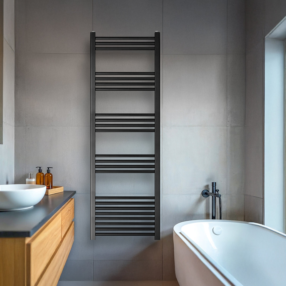 Straight Heated Heated Towel Rail Radiator, W: 600mm - Choice of Height and Finish