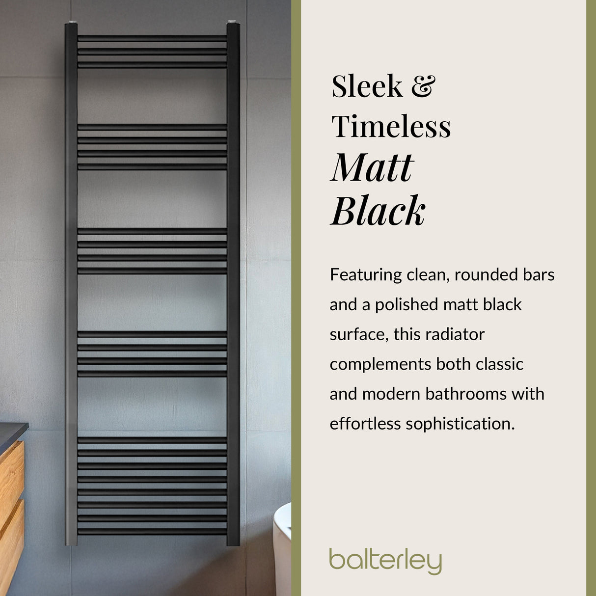 Straight Heated Heated Towel Rail Radiator, W: 600mm - Choice of Height and Finish