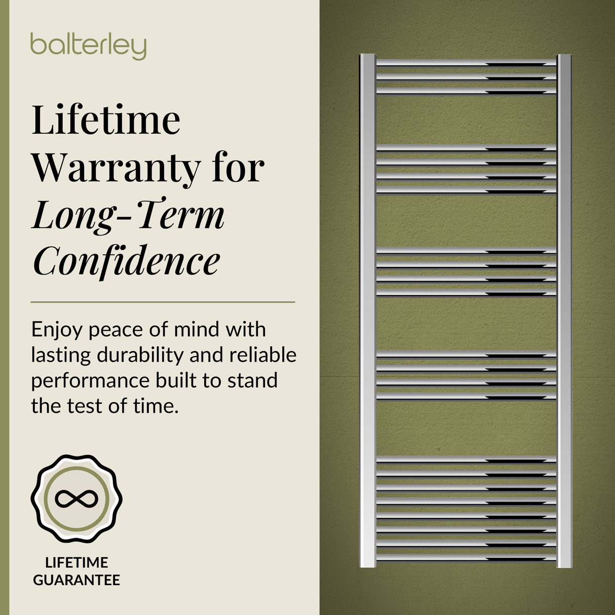 Straight Heated Heated Towel Rail Radiator, W: 600mm - Choice of Height and Finish