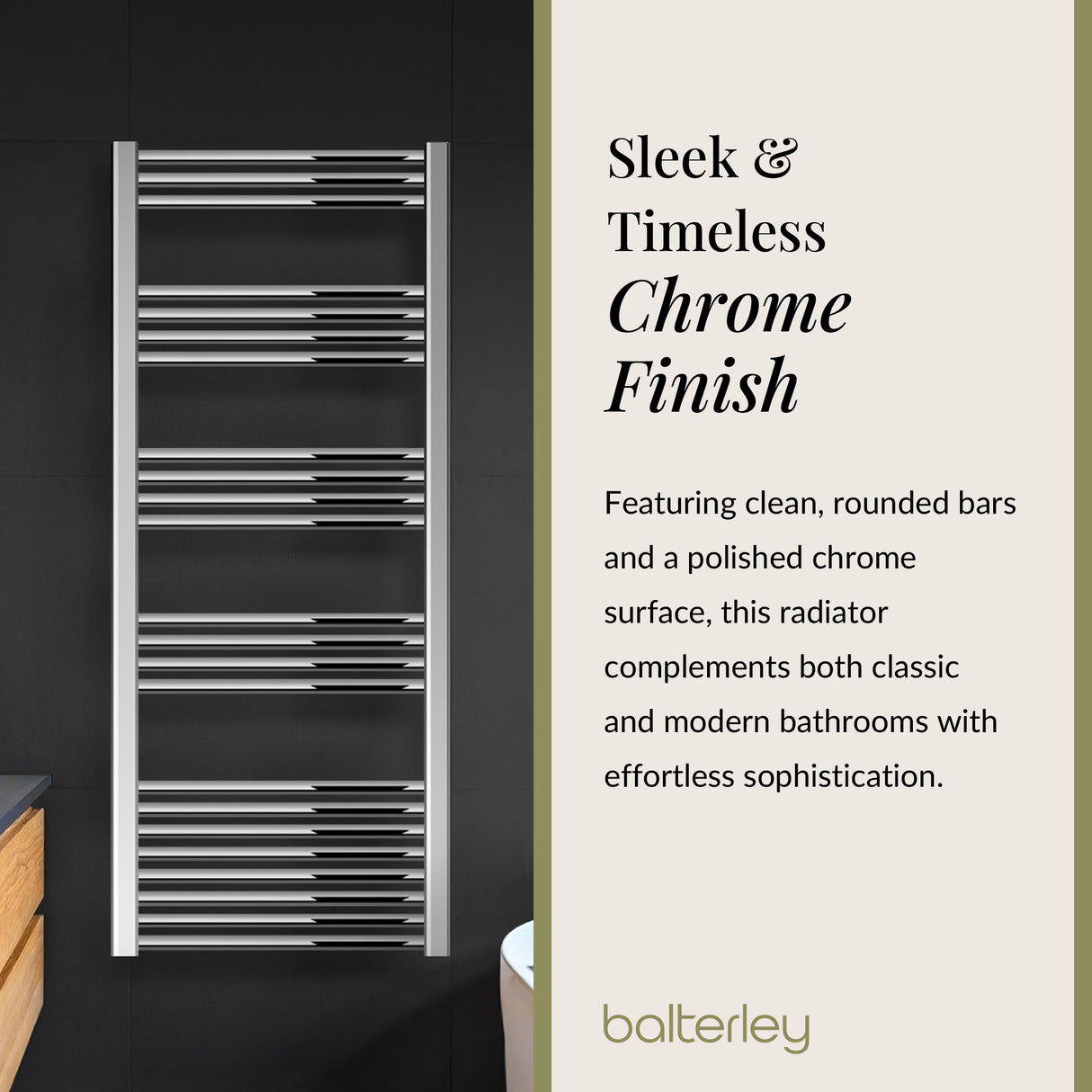 Straight Heated Heated Towel Rail Radiator, W: 600mm - Choice of Height and Finish