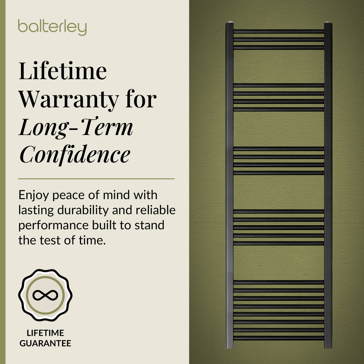 Straight Heated Heated Towel Rail Radiator, W: 600mm - Choice of Height and Finish