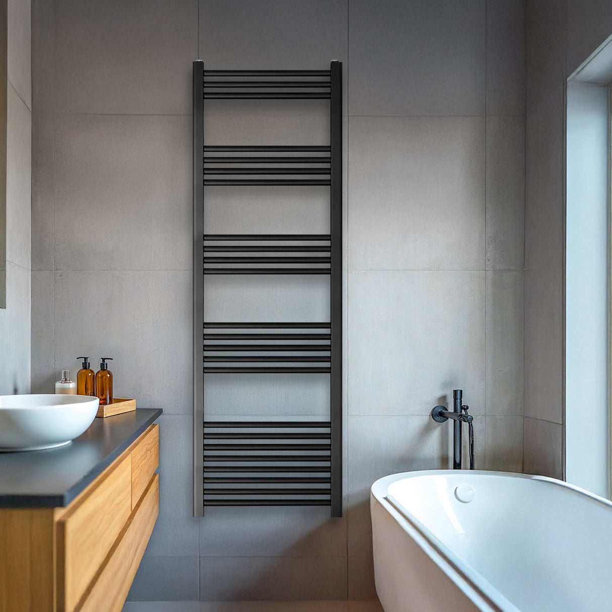 Straight Heated Heated Towel Rail Radiator, W: 600mm - Choice of Height and Finish