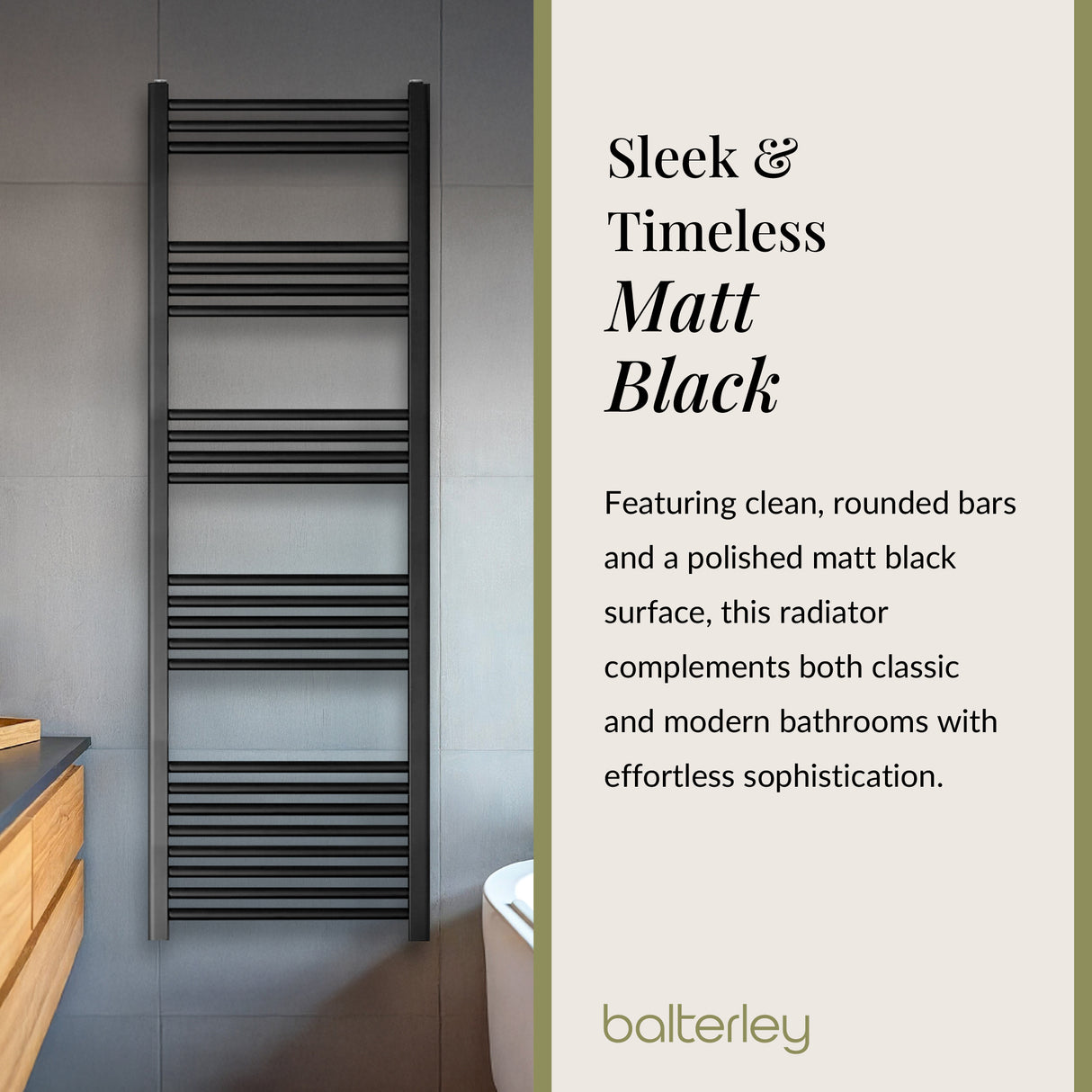 Straight Heated Heated Towel Rail Radiator, W: 600mm - Choice of Height and Finish