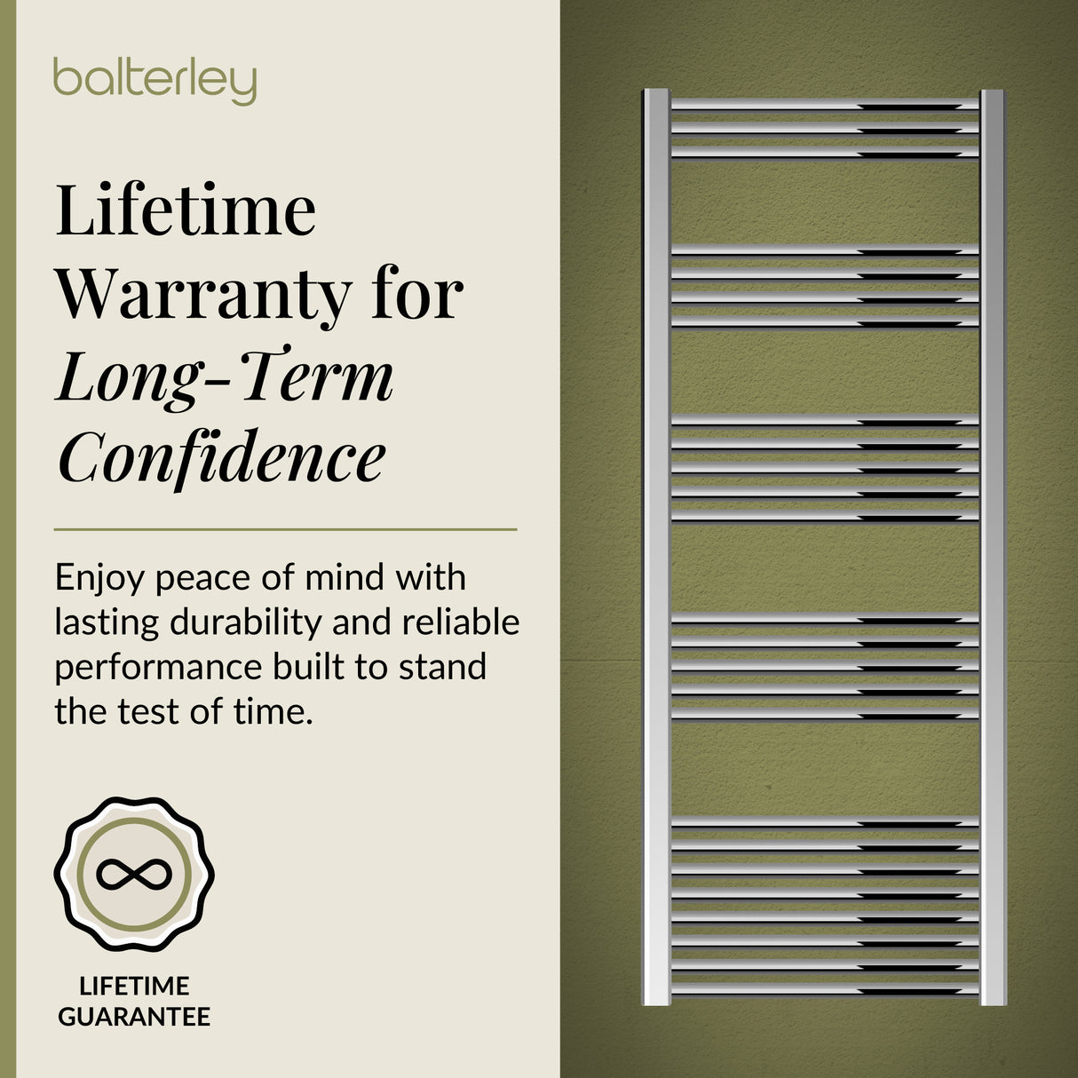 Straight Heated Heated Towel Rail Radiator, W: 600mm - Choice of Height and Finish