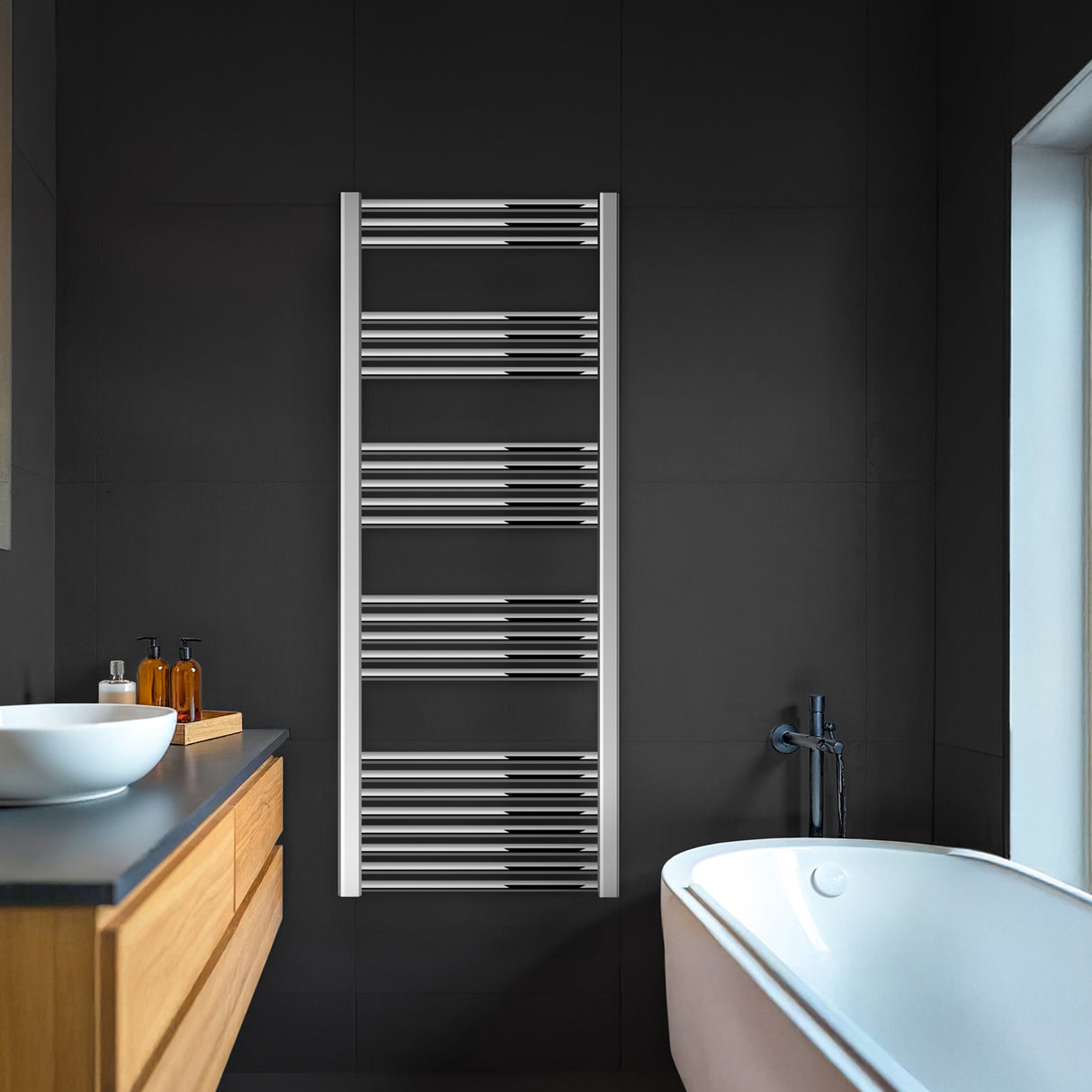 Straight Heated Heated Towel Rail Radiator, W: 600mm - Choice of Height and Finish