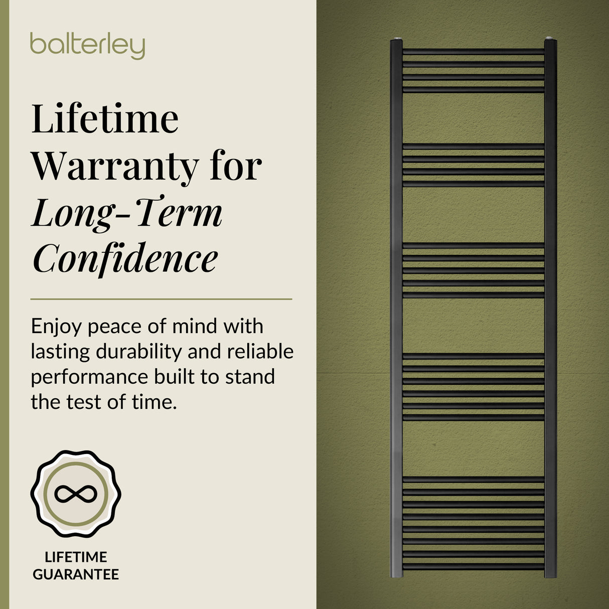 Straight Heated Heated Towel Rail Radiator, W: 600mm - Choice of Height and Finish