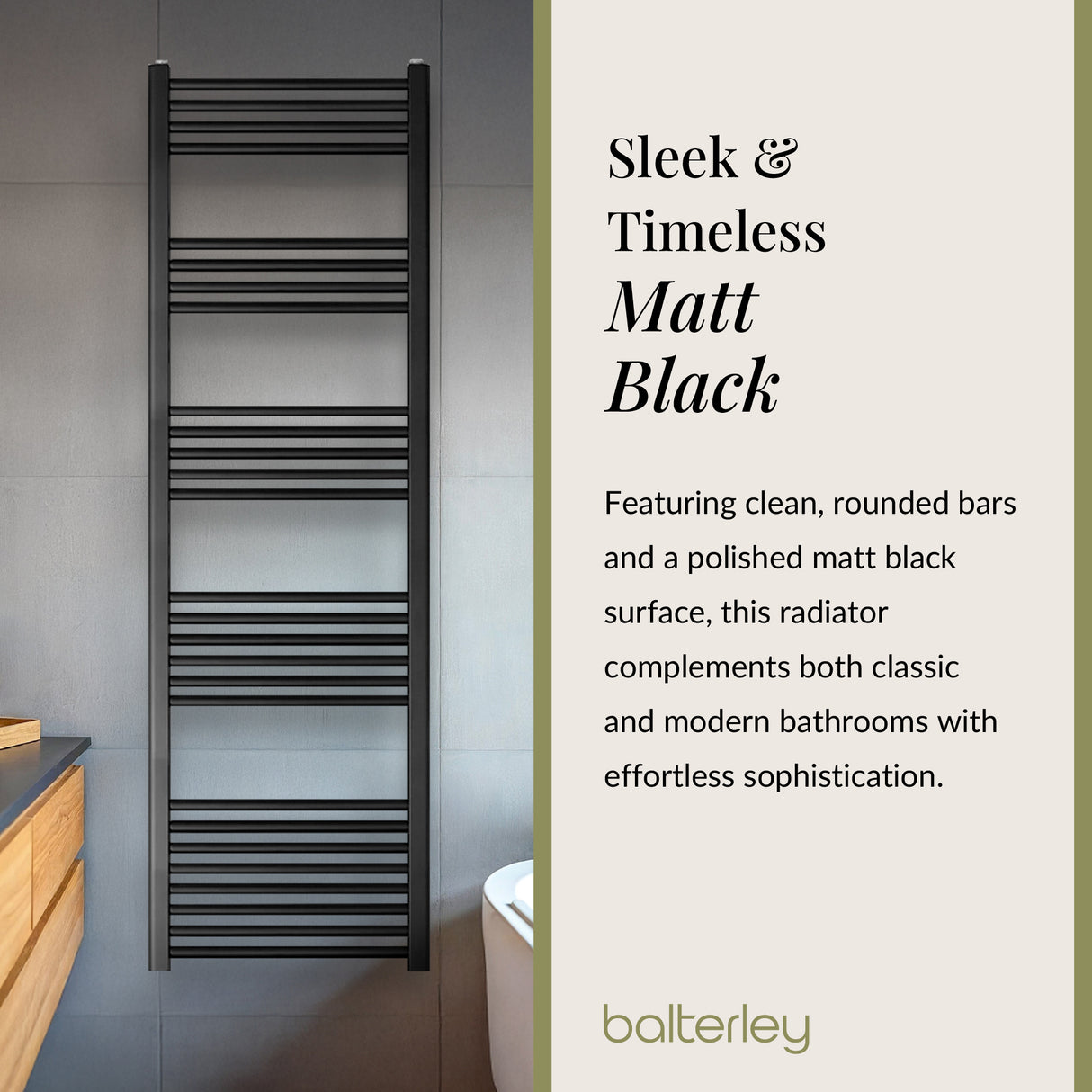 Straight Heated Heated Towel Rail Radiator, W: 600mm - Choice of Height and Finish