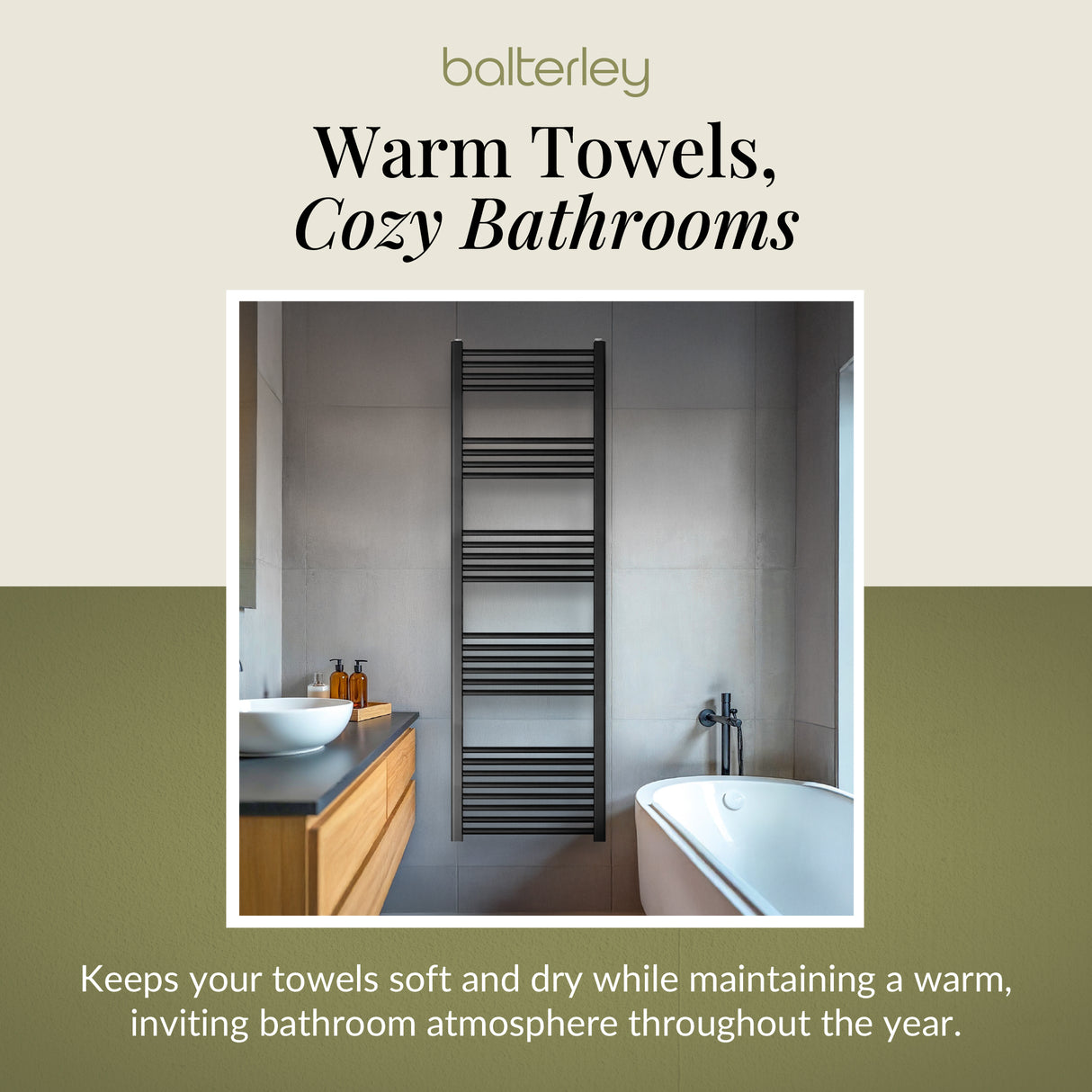 Straight Heated Heated Towel Rail Radiator, W: 600mm - Choice of Height and Finish