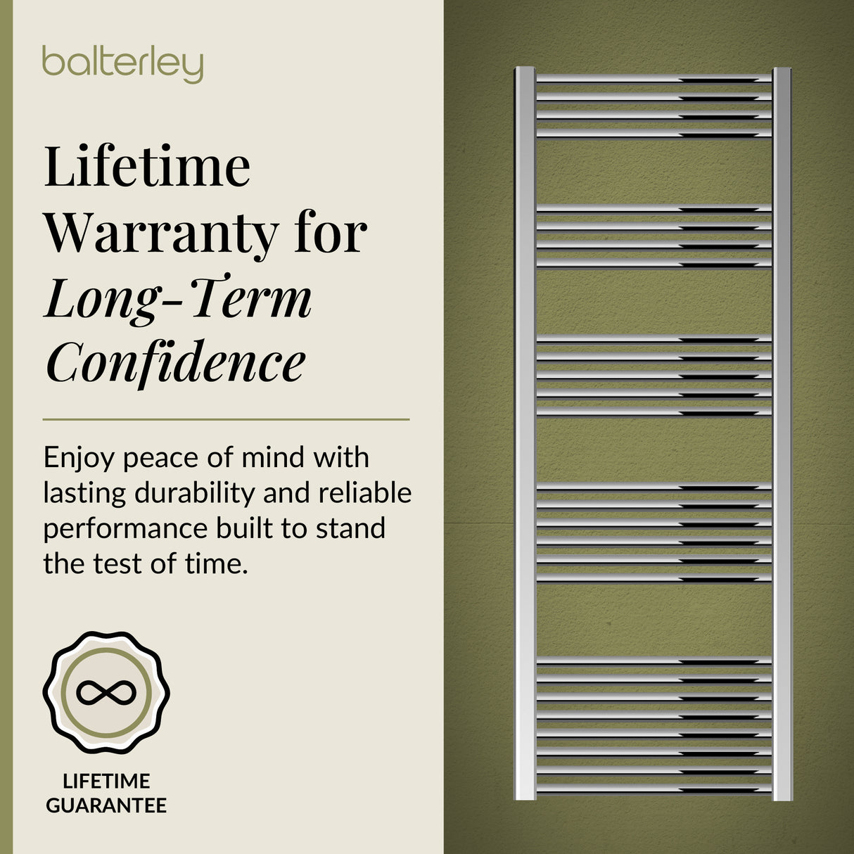 Straight Heated Heated Towel Rail Radiator, W: 600mm - Choice of Height and Finish