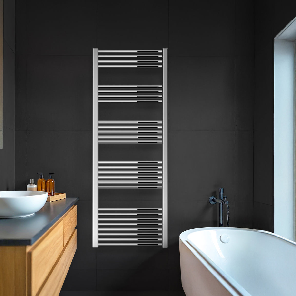 Straight Heated Heated Towel Rail Radiator, W: 600mm - Choice of Height and Finish