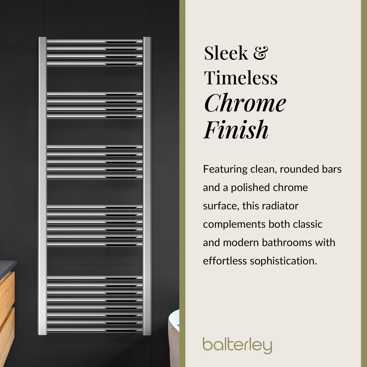 Straight Heated Heated Towel Rail Radiator, W: 600mm - Choice of Height and Finish