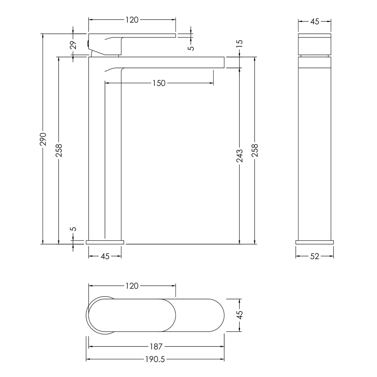 Round High Rise Mono Basin Mixer Tap - Choice of Finish