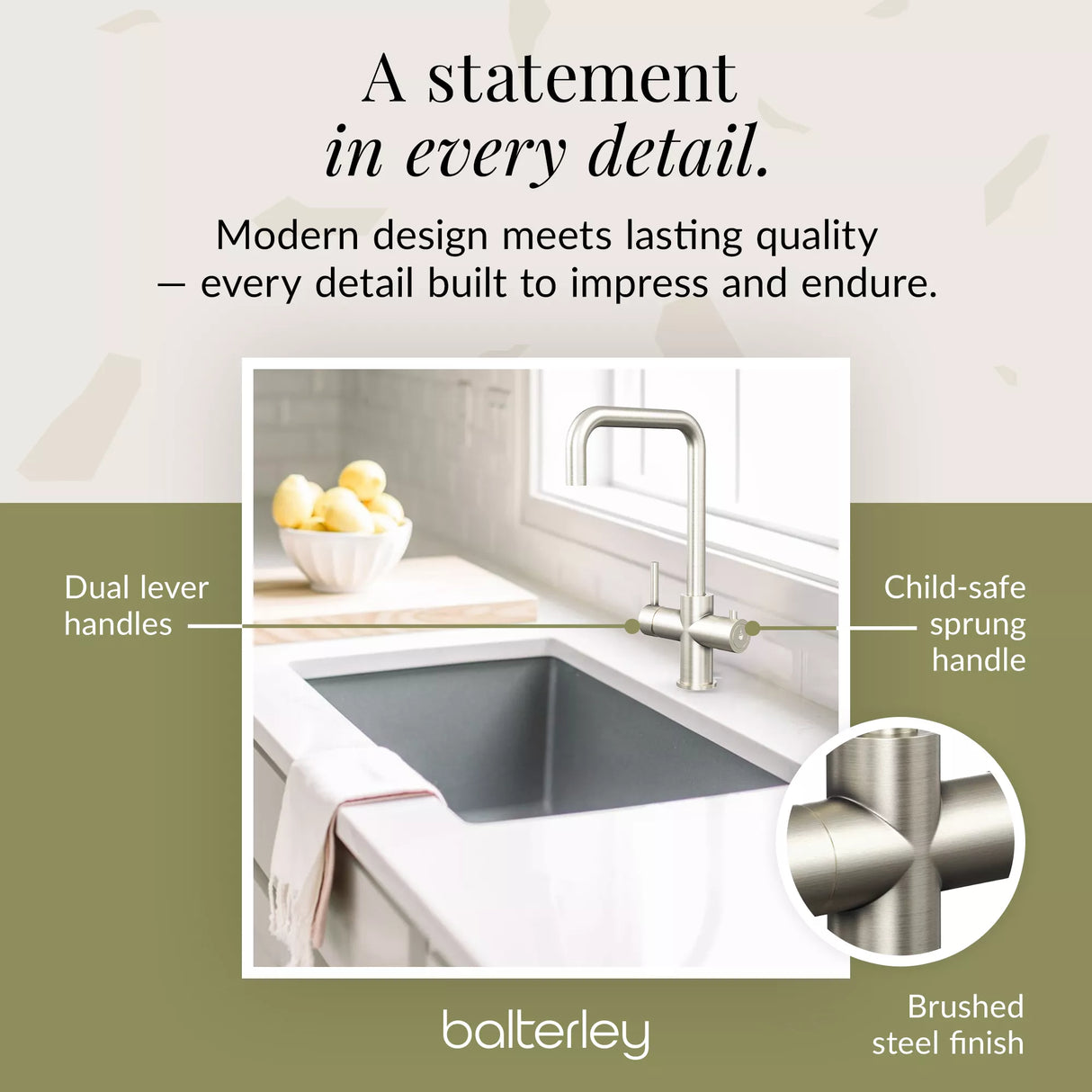3 in 1 Boiling Water Tap Kit - Instant Hot Water Tap with Dual Lever Handles,Tank and Filter in a range of finishes