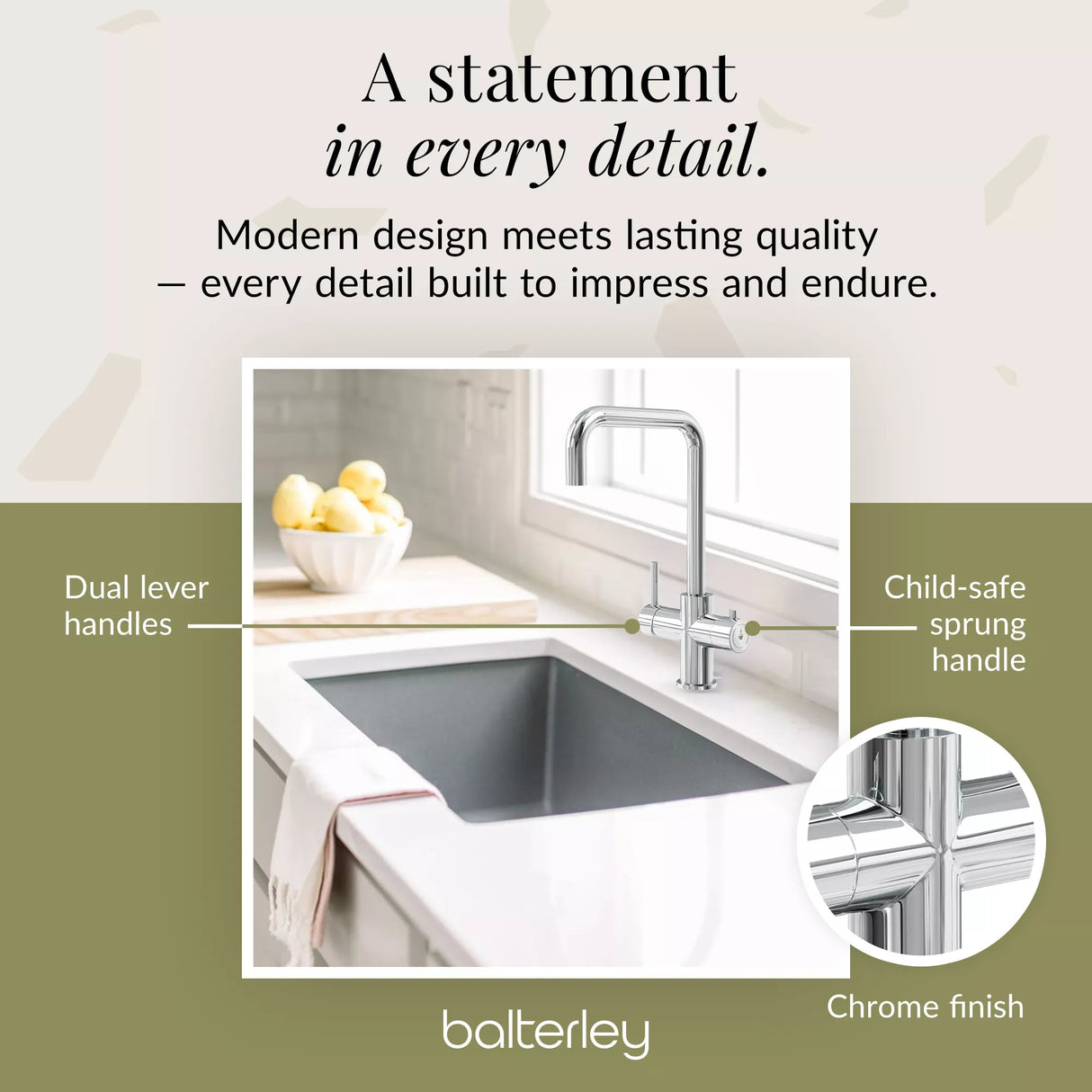 3 in 1 Boiling Water Tap Kit - Instant Hot Water Tap with Dual Lever Handles,Tank and Filter in a range of finishes