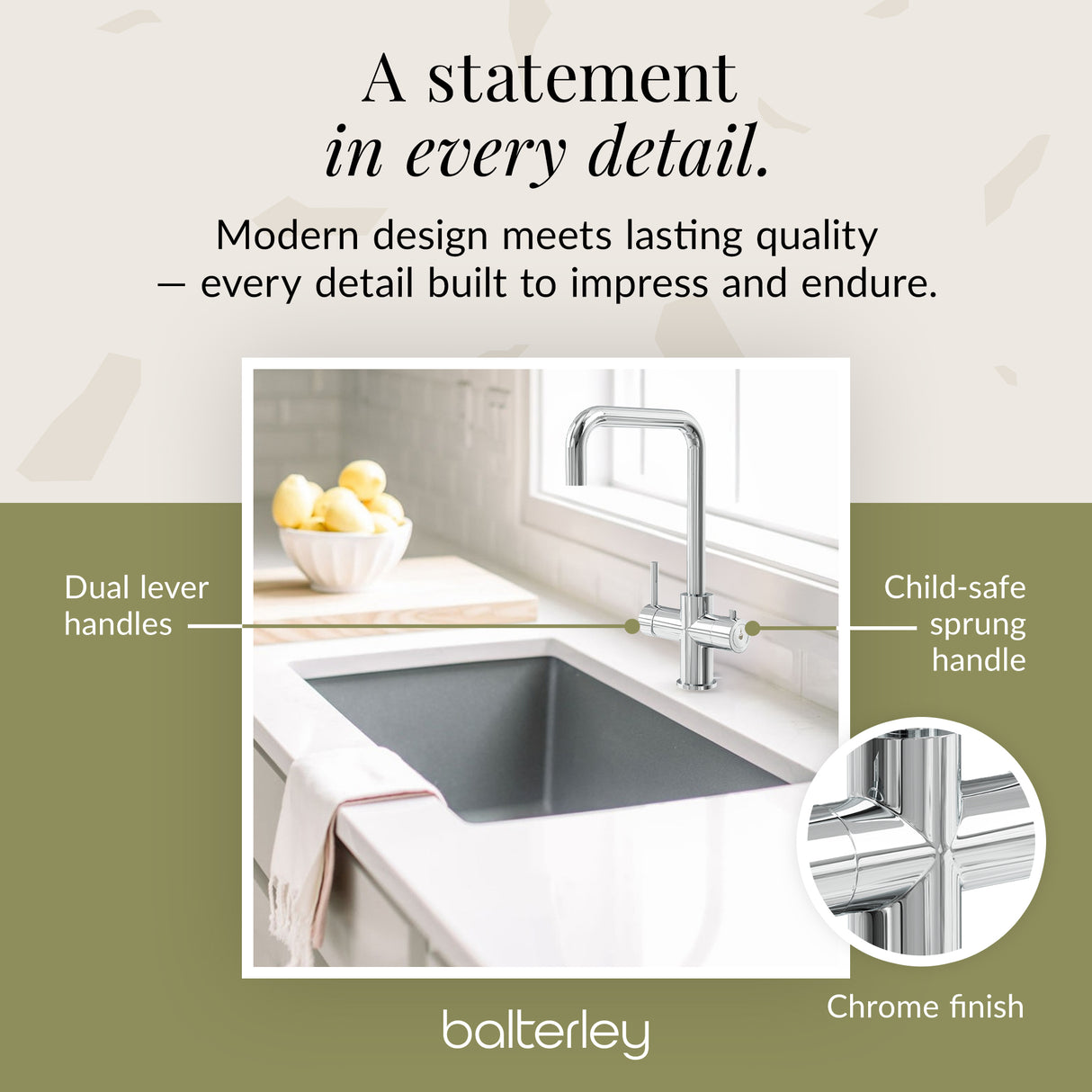 3 in 1 Boiling Water Tap Kit - Instant Hot Water Tap with Dual Lever Handles,Tank and Filter in a range of finishes
