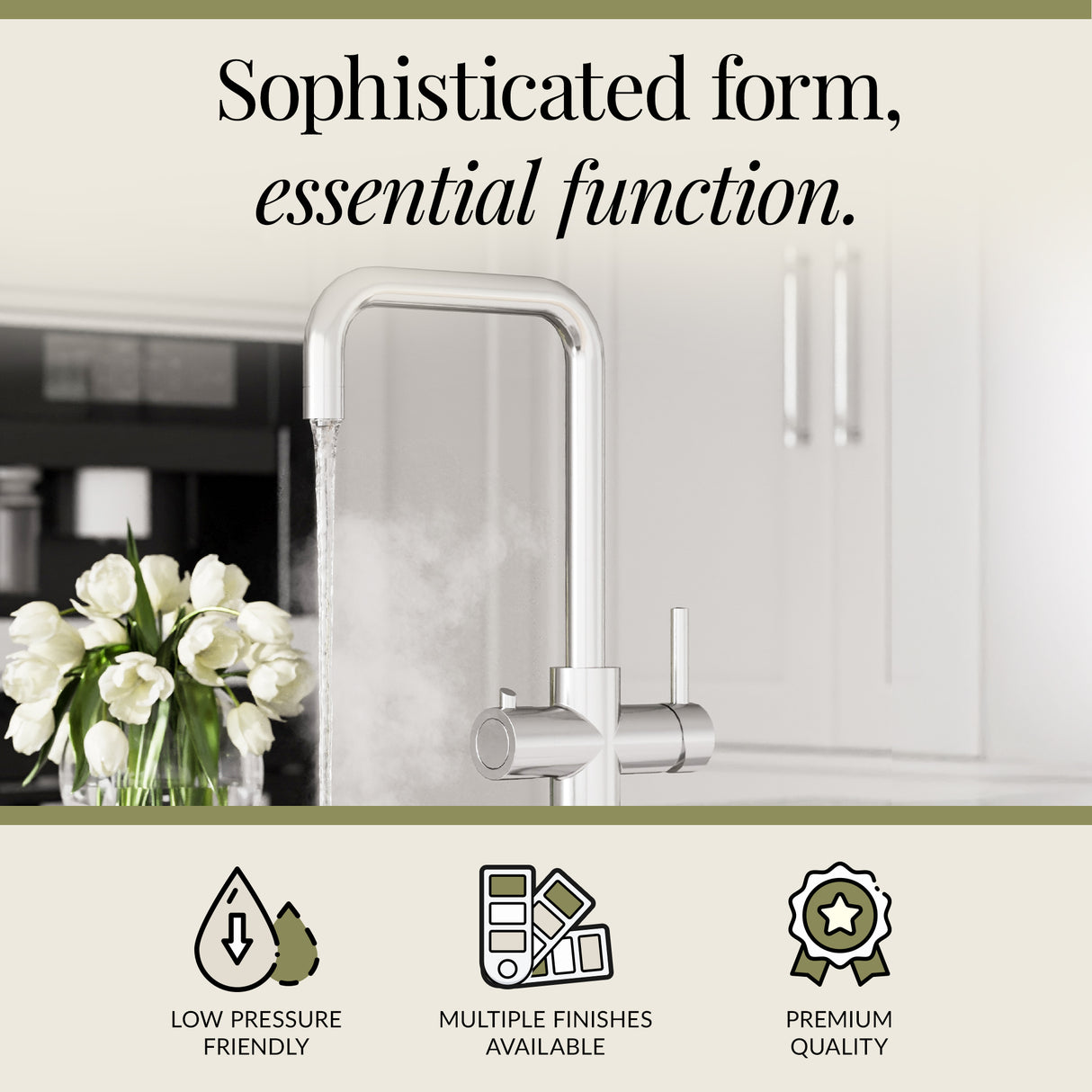 3 in 1 Boiling Water Tap Kit - Instant Hot Water Tap with Dual Lever Handles,Tank and Filter in a range of finishes