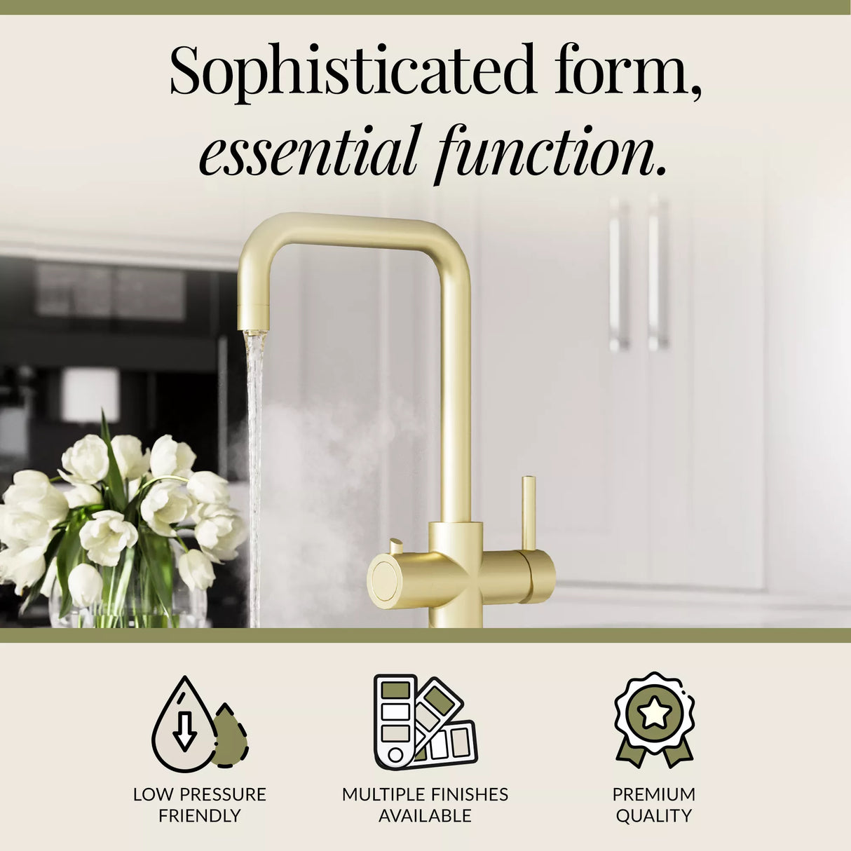 3 in 1 Boiling Water Tap Kit - Instant Hot Water Tap with Dual Lever Handles,Tank and Filter in a range of finishes