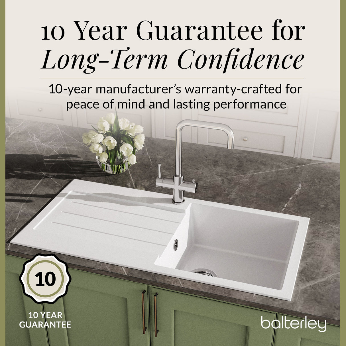 101cm Composite Inset Kitchen Sink with Overflow & Drainer - Available in Multiple Colours