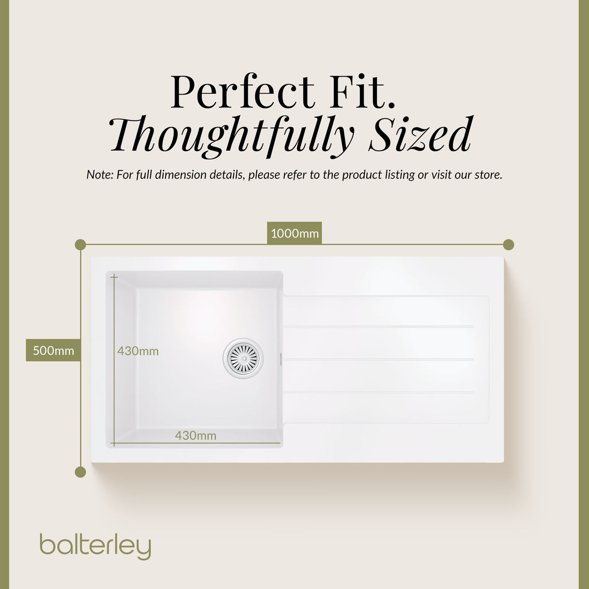 101cm Composite Inset Kitchen Sink with Overflow & Drainer - Available in Multiple Colours