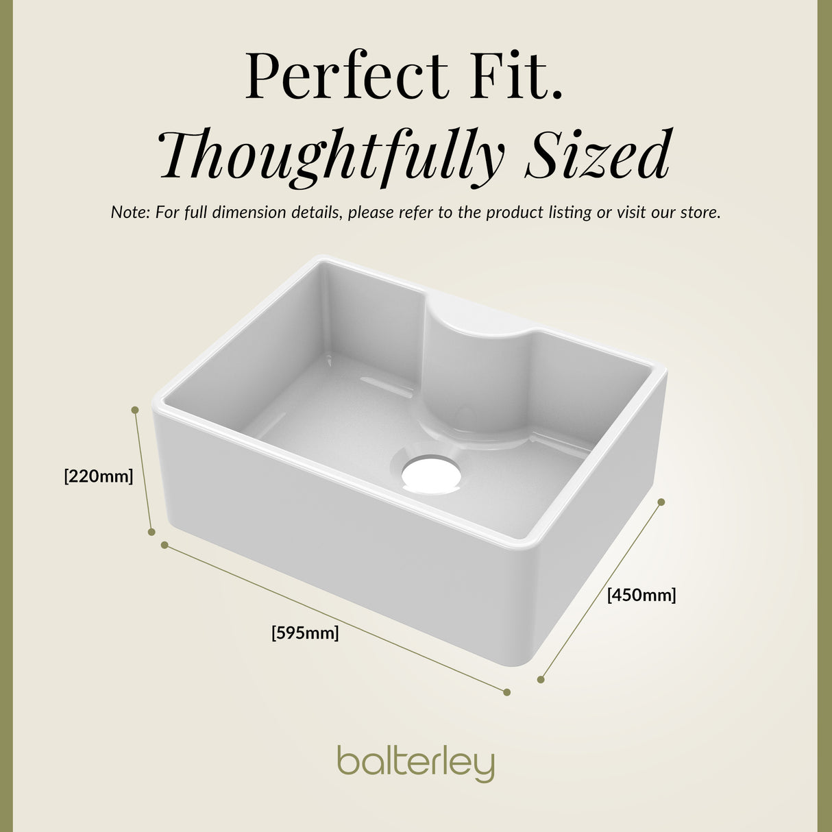 Single Bowl Butler Kitchen Sink - Variety of Sizes and Features Available