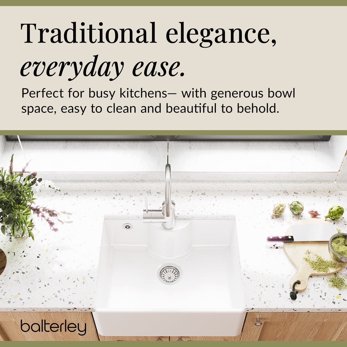 Single Bowl Butler Kitchen Sink - Variety of Sizes and Features Available