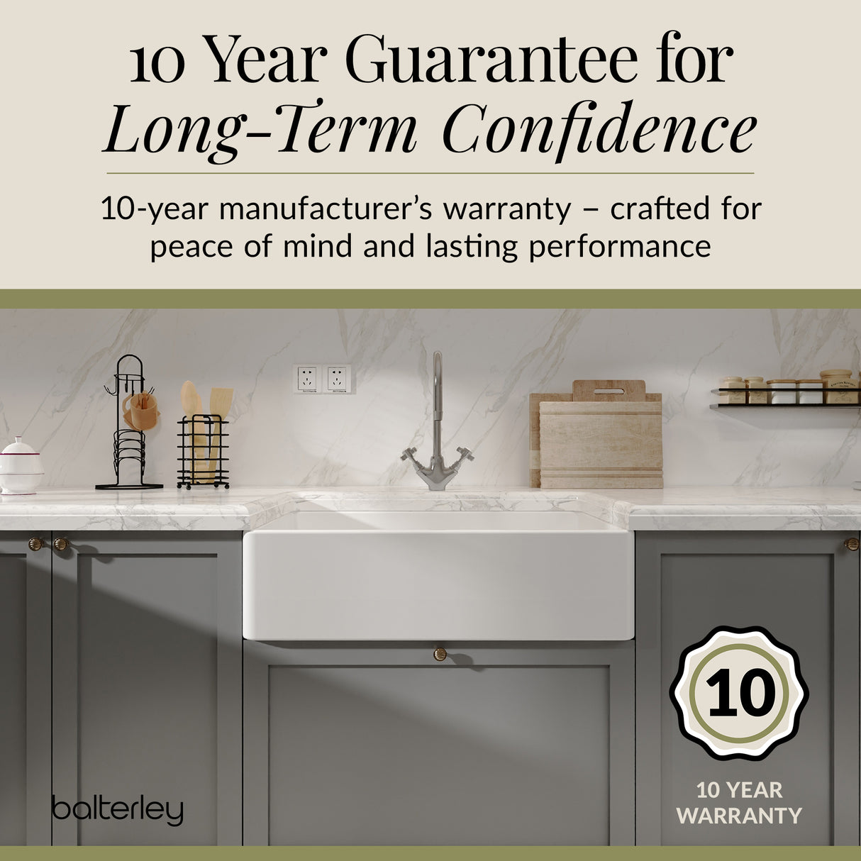 Single Bowl Butler Kitchen Sink - Choice of Tap and Waste - 795mm