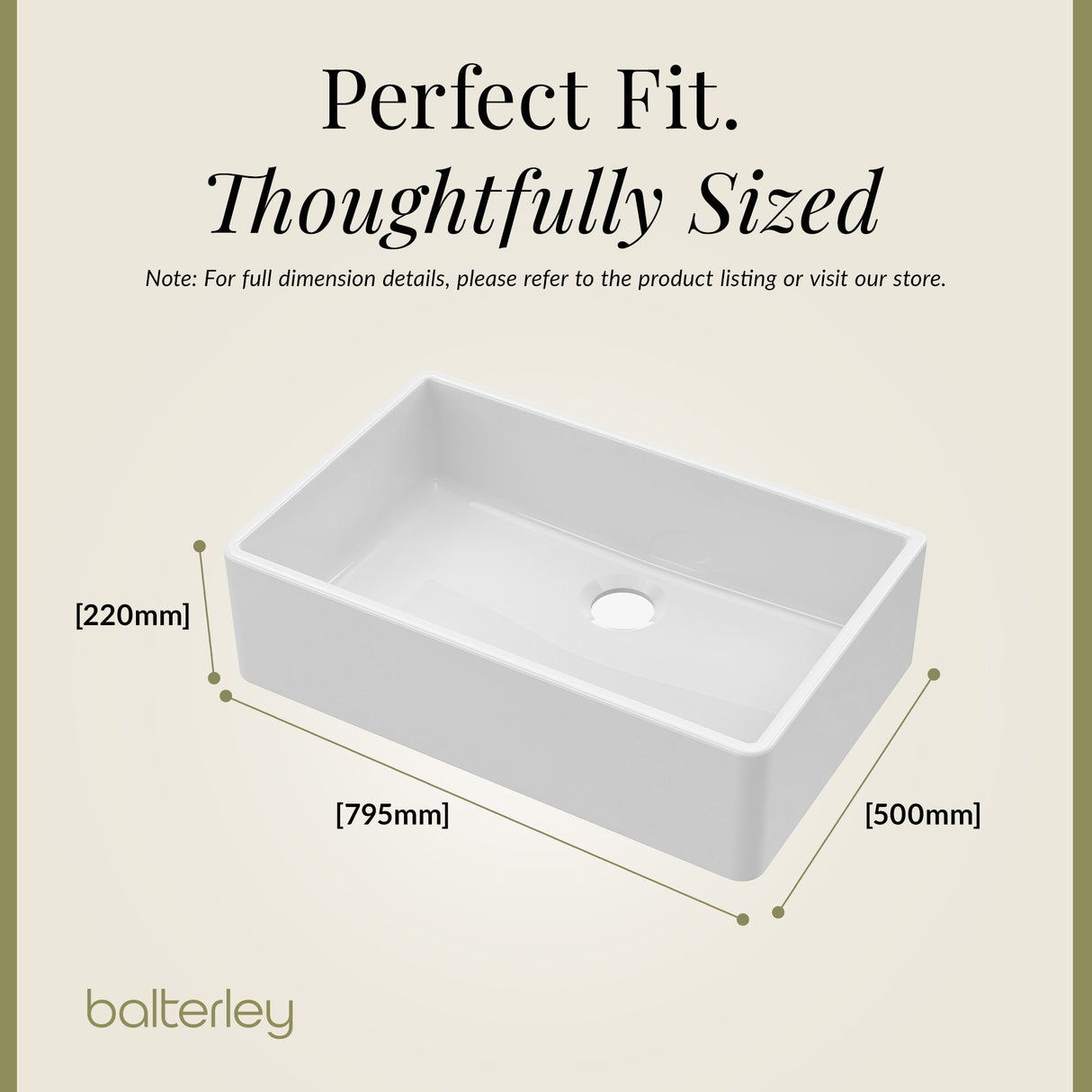 Single Bowl Fireclay Ceramic Butler Kitchen Sink Bundle with French Classic Tap & Waste