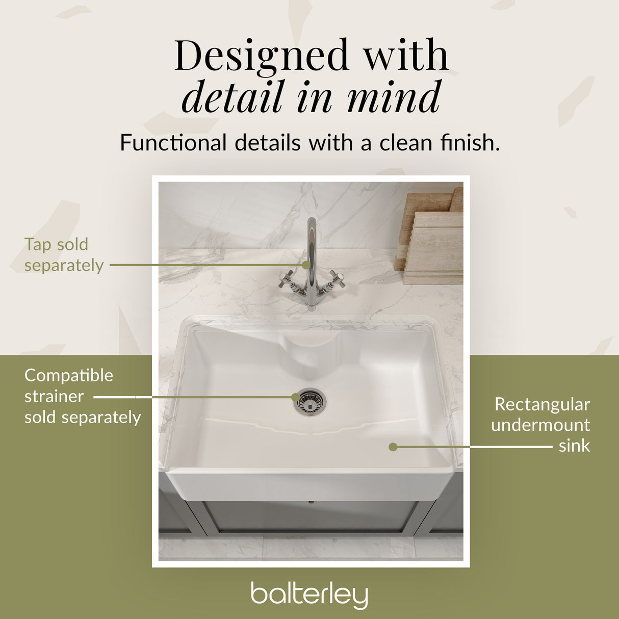 Single Bowl Butler Kitchen Sink - Variety of Sizes and Features Available