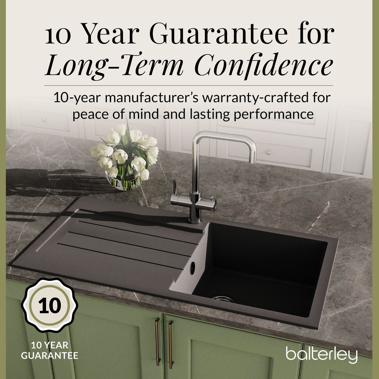 101cm Composite Inset Kitchen Sink with Overflow & Drainer - Available in Multiple Colours