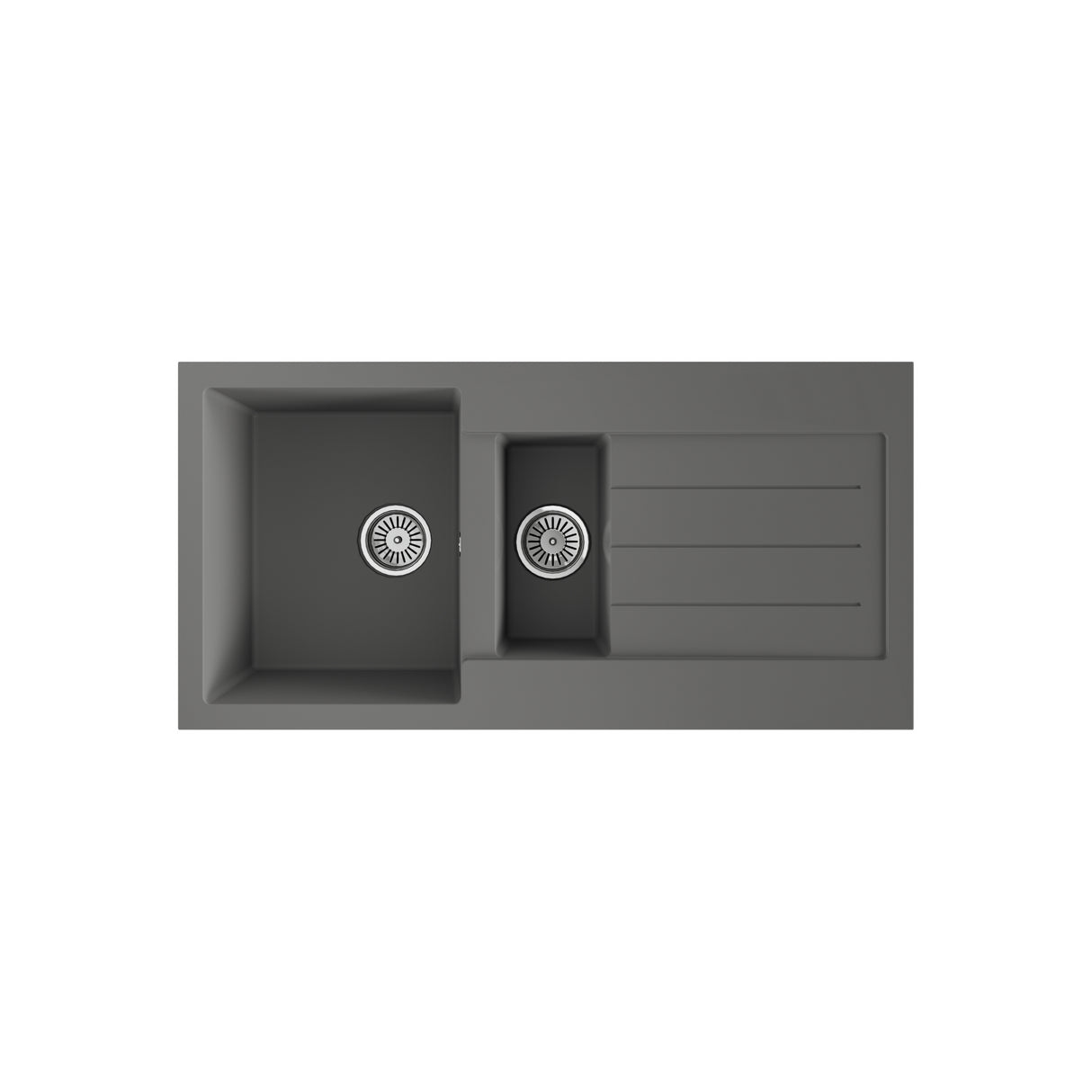 101cm Composite Inset Kitchen Sink with Overflow & Drainer - Available in Multiple Colours