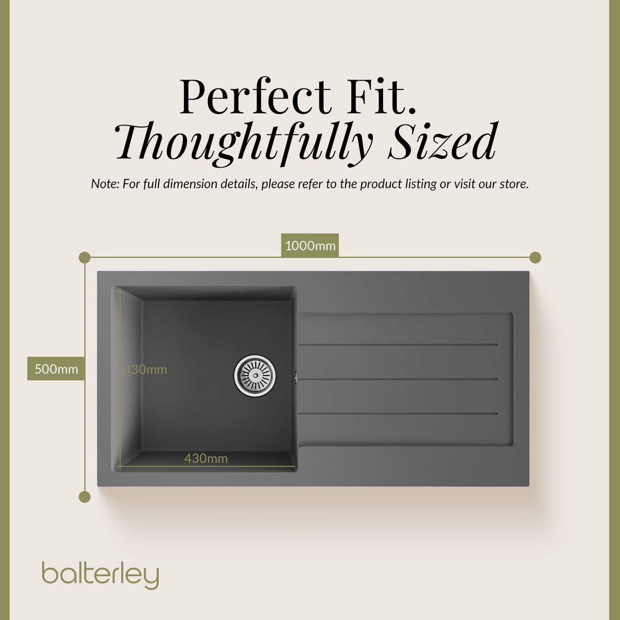 101cm Composite Inset Kitchen Sink with Overflow & Drainer - Available in Multiple Colours