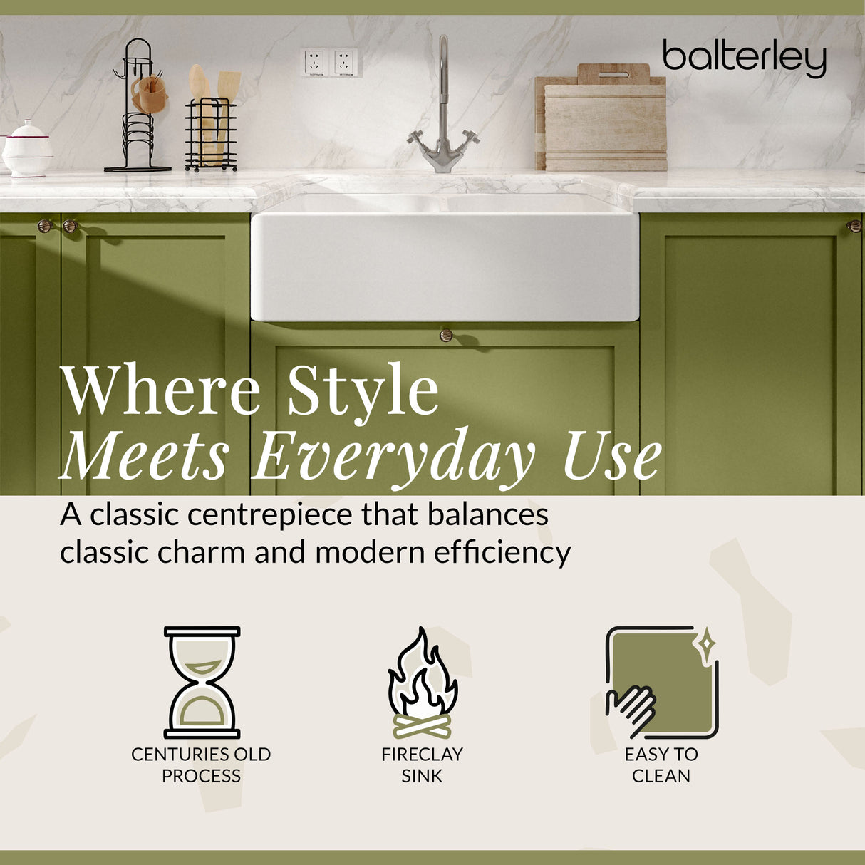 Double Bowl Fireclay Ceramic Butler Kitchen Sink with Full Weir - Choice of Colour