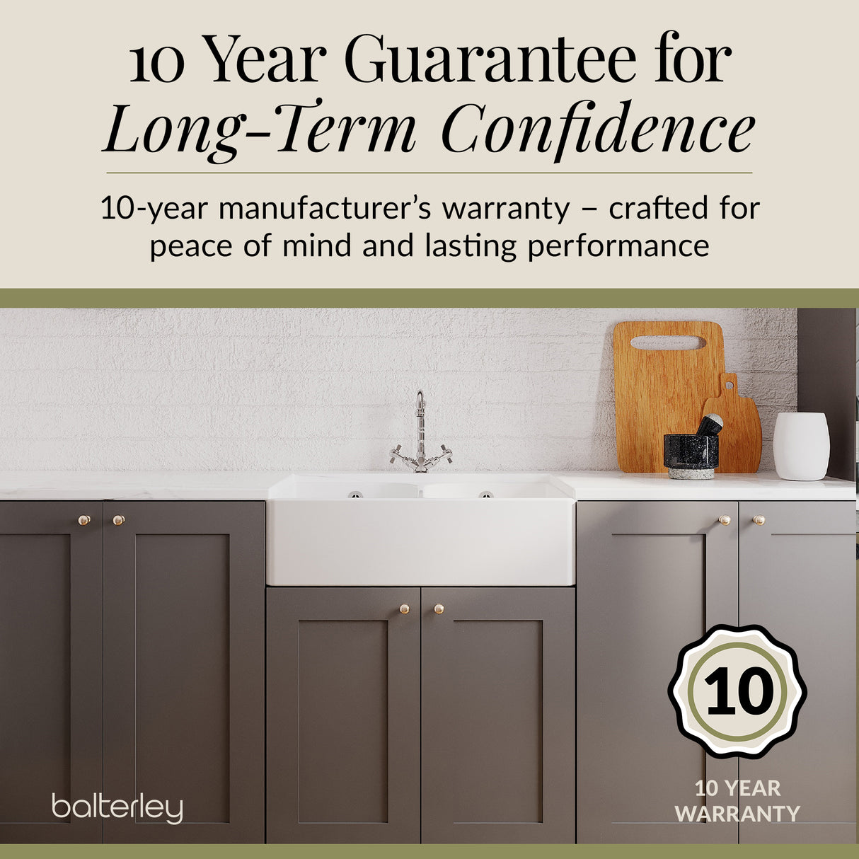 Double Bowl Butler Sink with Overflow - Choice of Tap and Waste - 795mm