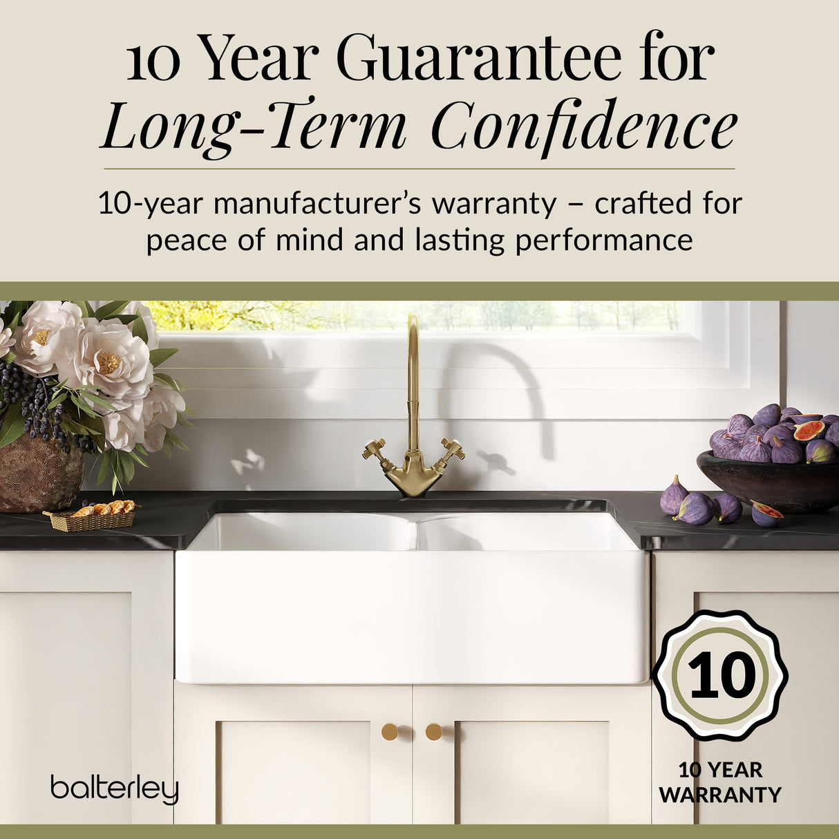 Double Bowl Fireclay Kitchen Stepped Weir Butler Kitchen Sink with No Overflow & No Tap Hole