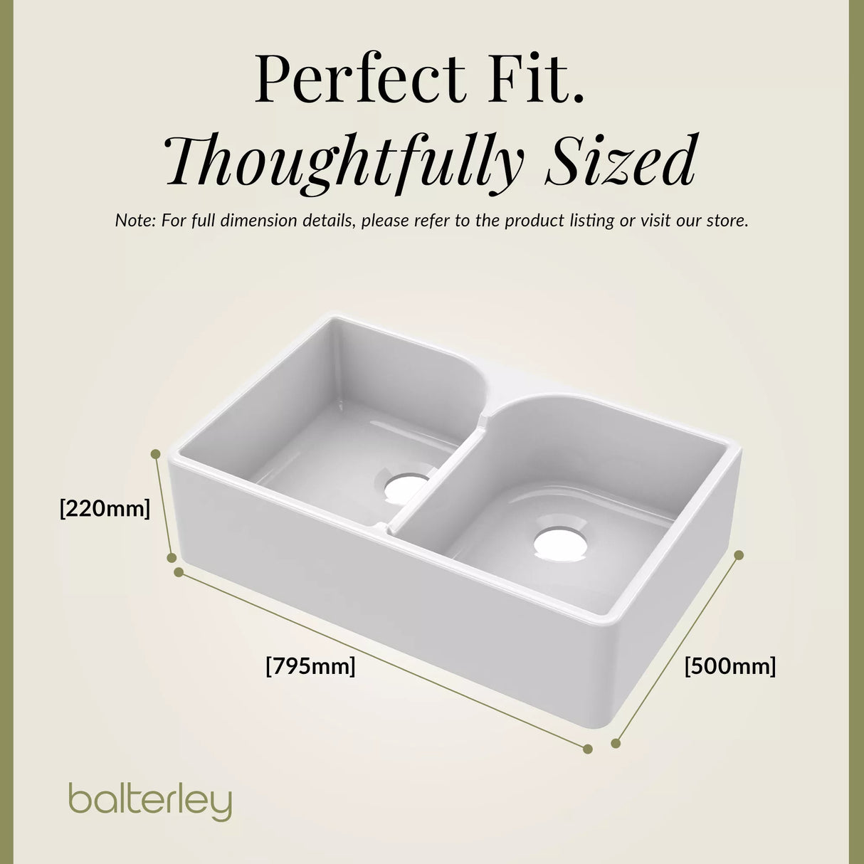 Fireclay Kitchen Bundle - Double Bowl Stepped Weir Butler Sink, Wastes & Bridge Lever Tap, 795mm - Brushed Brass