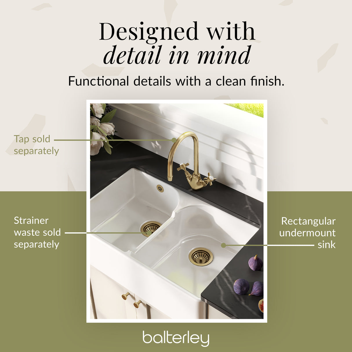 Double Bowl Fireclay Ceramic Stepped Weir Butler Kitchen Sink with Overflow