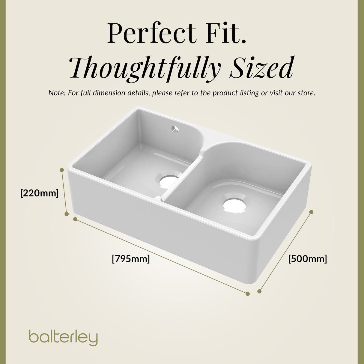 Double Bowl Fireclay Ceramic Stepped Weir Butler Kitchen Sink with Overflow