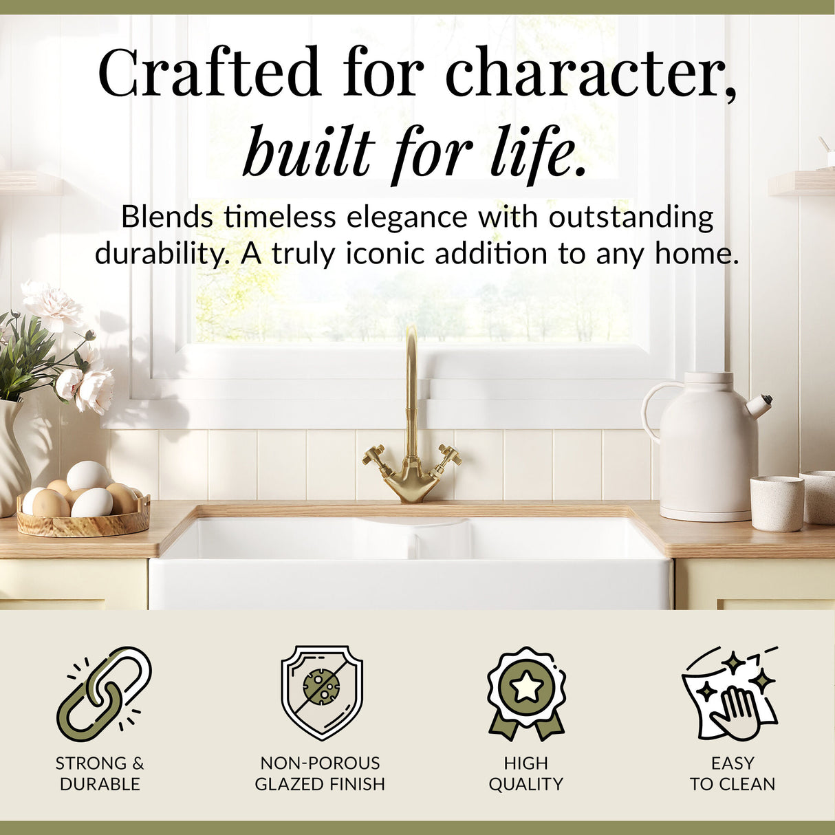 Double Bowl Fireclay Ceramic Stepped Weir Butler Kitchen Sink - Multiple Styles Available